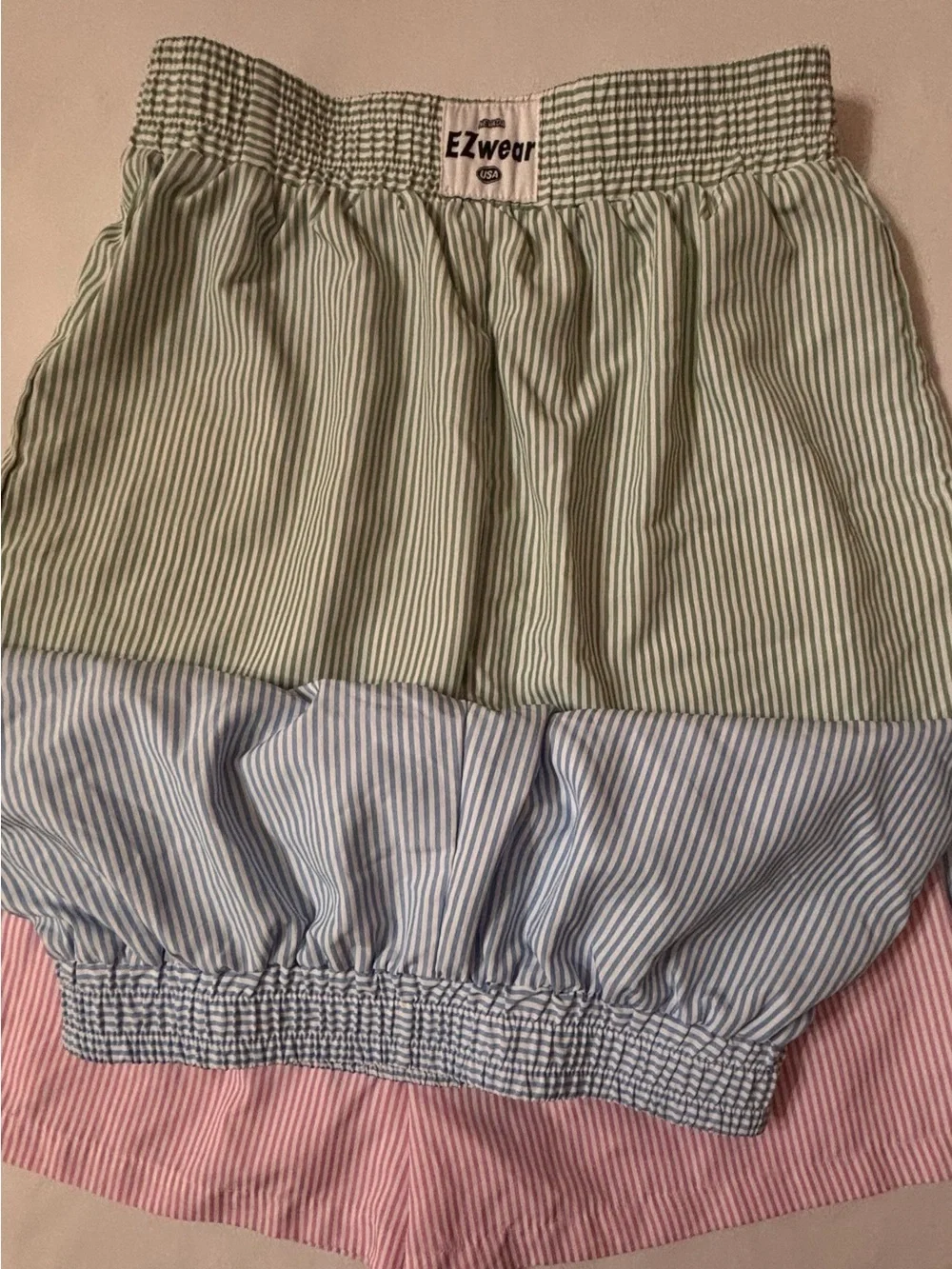 SHEIN Striped Pull-On Shorts - Pink, Blue & Green Sz S